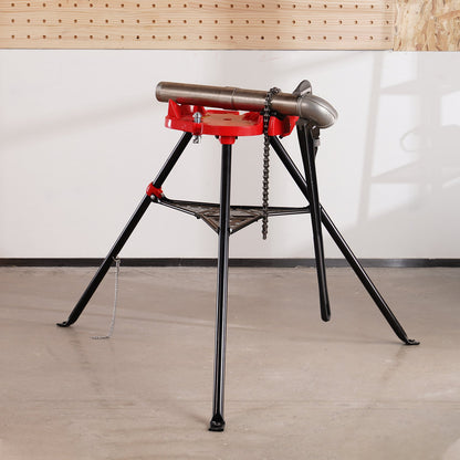 Chain Vise with Tripod Stand | 3.2 to 152 mm Pipe Capacity | 600 kg Loading Capacity | Portable Stand with Folding Legs and Tool Tray | Ideal for Plumbing and Pipe Work