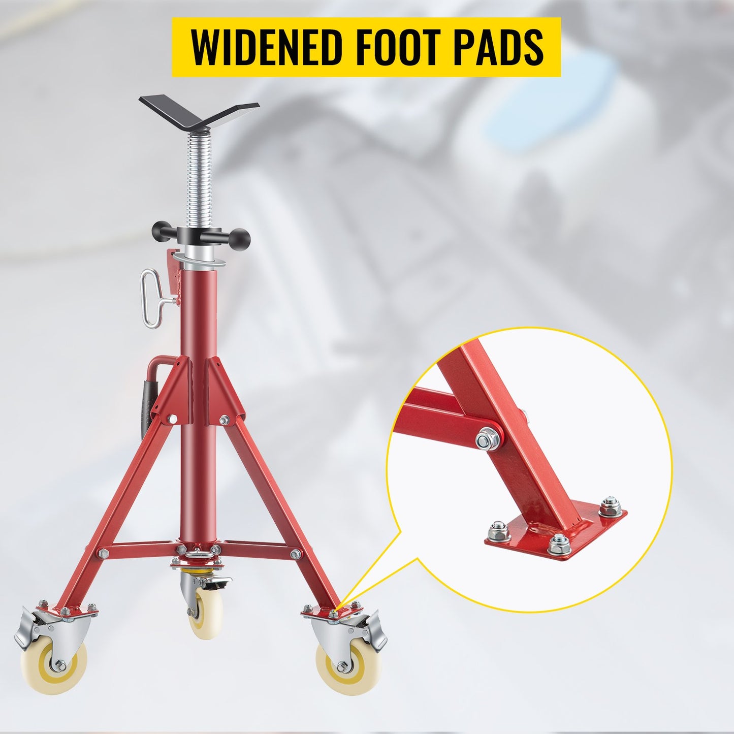 Pipe Stand, Pipe Jack Stand, V Head Pipe Stand Adjustable Height 71.12-132.08 cm, Pipe Jack Stands with Casters 400.1 kg, Folding Portable Pipe Stands 0.3175 to 30.48 cm Pipe Supporting, Steel Jack Stand