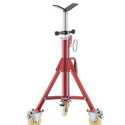 Pipe Stand, Pipe Jack Stand, V Head Pipe Stand Adjustable Height 71.12-132.08 cm, Pipe Jack Stands with Casters 400.1 kg, Folding Portable Pipe Stands 0.3175 to 30.48 cm Pipe Supporting, Steel Jack Stand