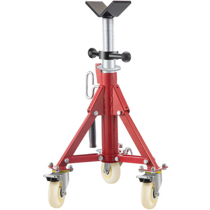 Pipe Stand, Pipe Jack Stand, V Head Pipe Stand Adjustable Height 20-37 Inch, Pipe Jack Stands with Casters 882 LB, Folding Portable Pipe Stands 1/8 to 12 Inch Pipe Supporting, Steel Jack Stand