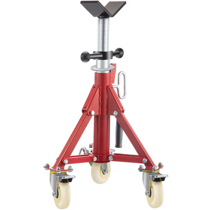 Pipe Stand, Pipe Jack Stand, V Head Pipe Stand Adjustable Height 20-37 Inch, Pipe Jack Stands with Casters 882 LB, Folding Portable Pipe Stands 1/8 to 12 Inch Pipe Supporting, Steel Jack Stand