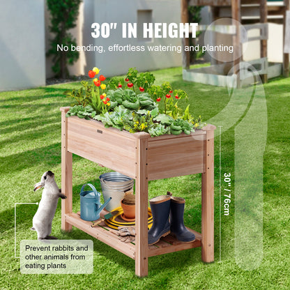 Raised Garden Bed, 33.9 x 18.1 x 30 inch Wooden Planter Box, Elevated Outdoor Planting Boxes with Legs, for Growing Flowers/Vegetables/Herbs in Backyard/Garden/Patio/Balcony, Burlywood