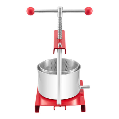 0.8 Gal/3L Fruit Wine Press, 2 Stainless Steel Barrels, Manual Juice Maker, Cider Apple Grape Tincture Honey Olive Oil Making Press with T-Handle for Outdoor Kitchen Home