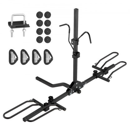 Hitch Mount Bike Rack, 2-Bike Platform Style, 80 LBS Max Capacity Bike Rack Hitch for 1.25-/2-inch Receiver, Titling and Folding Bike Carrier with Tires up to 2.4" Wide, for Car, SUV, Truck, RV