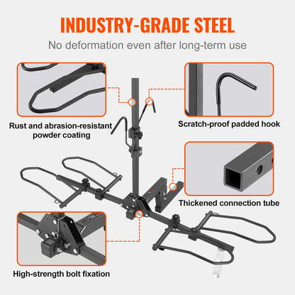 Cykelhållare för dragkrok, plattformsmodell för 2 cyklar, maxkapacitet 70 kg, dragkrok för 5 cm hållare, fällbar cykelhållare med däck upp till 13 cm breda, för bil, SUV, lastbil, husbil