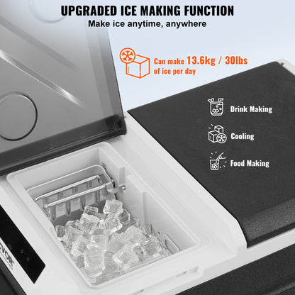 Portable Car Refrigerator, with Ice Making Function, 12 Volt Car Refrigerator Fridge, 36 L Single Zone Portable Freezer, -4℉-68℉ Adjustable Temperature, Compressor Cooler for Camping, Car, RV