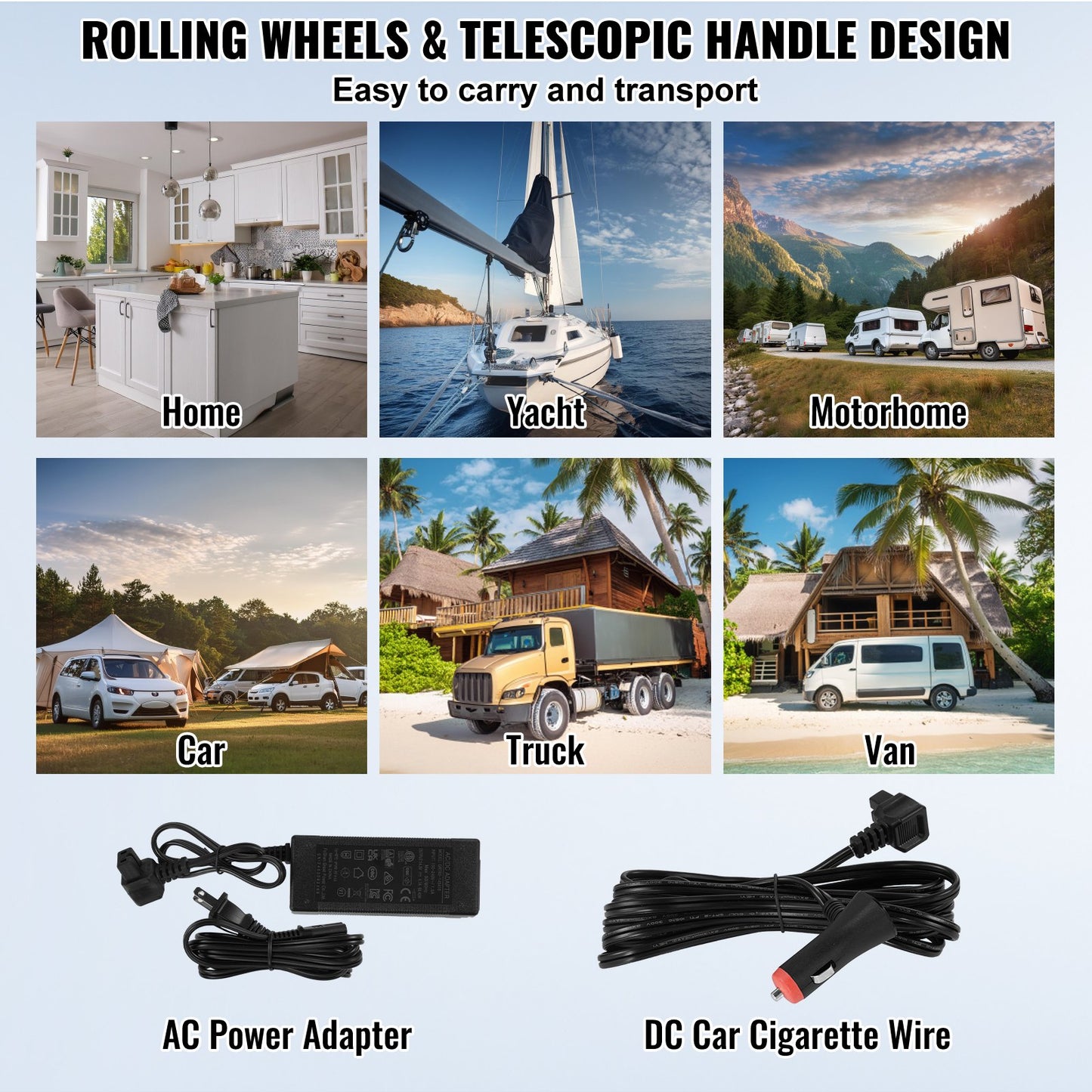 Bärbart bilkylskåp, 12 volts bilkylskåp, 58 l / 61,5 qt bärbar frys med dubbla zoner, justerbar temperatur -4℉-68℉, kompressorkylare för hem, utomhus, camping, husbil, bil