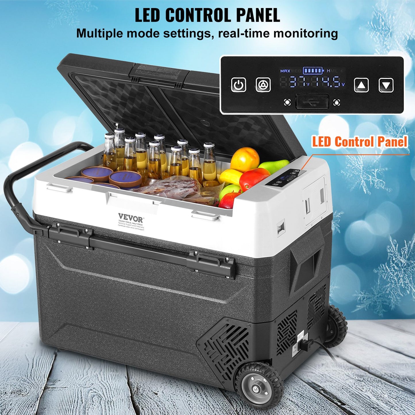 Portable Car Refrigerator, 12 Volt Car Refrigerator Fridge, 60 L / 63.4 QT Single Zone Portable Freezer, -4℉-68℉ Adjustable Temperature, Compressor Cooler for Home, Outdoor, Camping, RV, Car