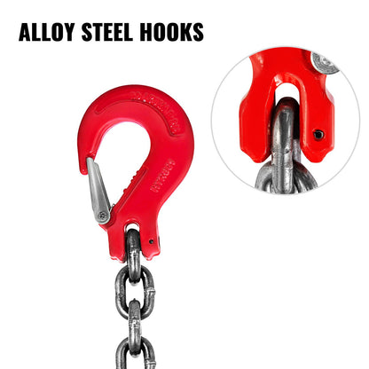 4-bens lyftkrokskedjeslinga 2Mx8MM, 4T lyftkedjeslingben Stålfabriker Stålpulverlackering Lyftkedja Hög temperaturbeständighet