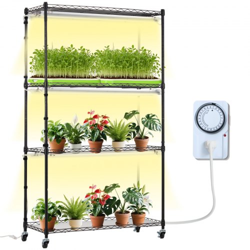 Plant Stand with Grow Light, 4 Tiers, 180W Indoor Grow Light Shelf 3 Spectrum Lights Modes Metal Plant Shelf with Timer Garden Plant Grow Rack for Seed Starting 35.4" L x 13.8" W x 59.1" H