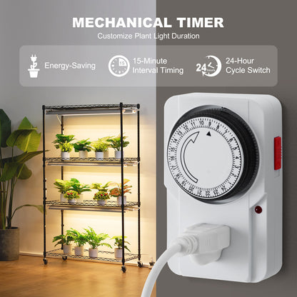 Plant Stand with Grow Light, 4 Tiers, 180W Indoor Grow Light Shelf 3 Spectrum Lights Modes Metal Plant Shelf with Timer Garden Plant Grow Rack for Seed Starting 35.4" L x 13.8" W x 59.1" H
