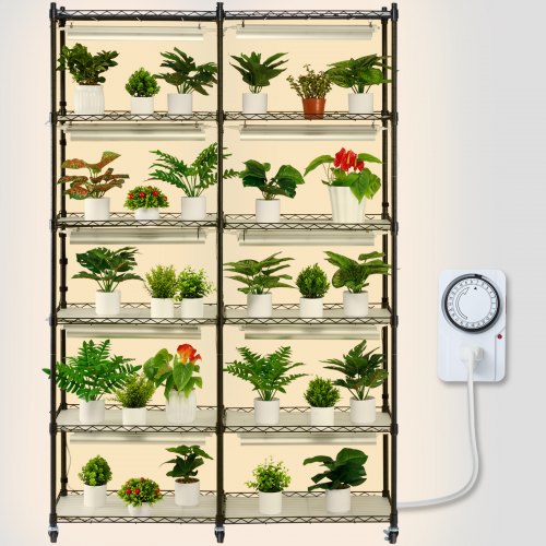 Plant Stand with Grow Light, 6 Tiers, 200W Indoor Grow Light Shelf Full Spectrum Lights Metal Plant Shelf with Timer Garden Plant Grow Rack for Seed Starting 35.4" L x 13.8" W x 59.1" H