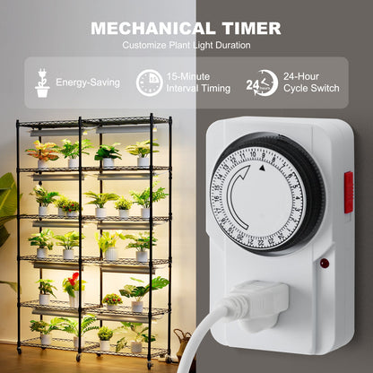 Plant Stand with Grow Light, 6 Tiers, 200W Indoor Grow Light Shelf Full Spectrum Lights Metal Plant Shelf with Timer Garden Plant Grow Rack for Seed Starting 35.4" L x 13.8" W x 59.1" H