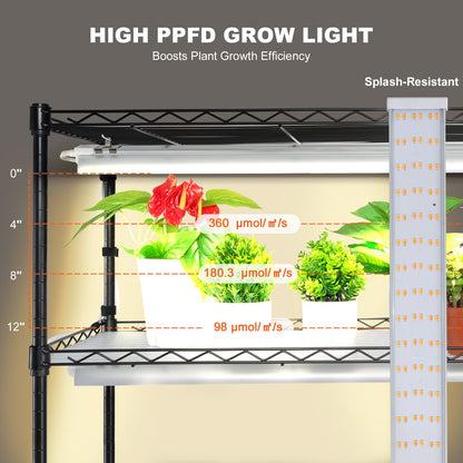 Plant Stand with Grow Light, 6 Tiers, 200W Indoor Grow Light Shelf Full Spectrum Lights Metal Plant Shelf with Timer Garden Plant Grow Rack for Seed Starting 35.4" L x 13.8" W x 59.1" H
