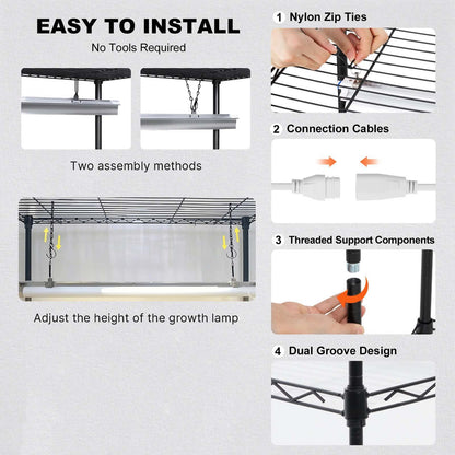 Plant Stand with Grow Light, 6-Tier Large Tall Plant Shelf with 150W Full Spectrum Grow Light, 3 Mode LED Plant Light with Timer and Wheel for Seed Starting 29.5" L x 13.8" W x 70.9" H