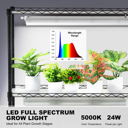 Plant Stand with Grow Light, 6 Tiers, 192W DIY Metal Plant Shelf with Grow Lamp, Indoor Grow Light Shelf with Adjustable Rack & Wheels for Seed Starting Germination 29.5" L x 13.8" W x 70.9" H