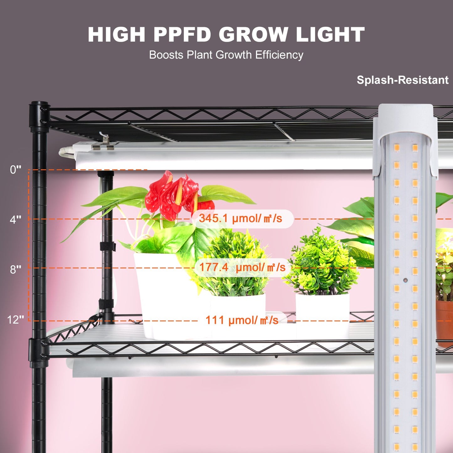 Plant Stand with Grow Light, 6 Tiers, 150W Indoor Grow Light Shelf 3 Spectrum Lights Modes Metal Plant Shelf with Timer Garden Plant Grow Rack for Seed Starting 35.4" L x 13.8" W x 70.9" H
