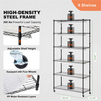 Plant Stand with Grow Light, 6 Tiers, 150W Indoor Grow Light Shelf 3 Spectrum Lights Modes Metal Plant Shelf with Timer Garden Plant Grow Rack for Seed Starting 35.4" L x 13.8" W x 70.9" H
