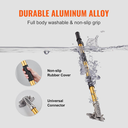 Drywall Flat Box Handle, 101.6-1950.7 cm, Anodized Aluminum Flat Finishing Extension Handle, 5-Section Length Adjustable, Non-slip Grip and 360° Painting for Plasterboard, Wallboard, Sheetrock