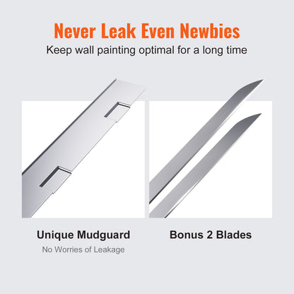 Plan gipslåda, 25 cm bred, snabb rengöring, aluminiumbeläggningslåda för gipsskivor, gipsskivor, gipsskivor, extra stänkskydd, 2 extra rostfria stålblad (25/30 cm)