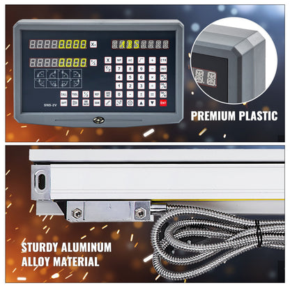 2 Axis Digital Readout DRO Display 1000mm and 250mm Travel Length Precision Linear Scale Axis Digital Readout