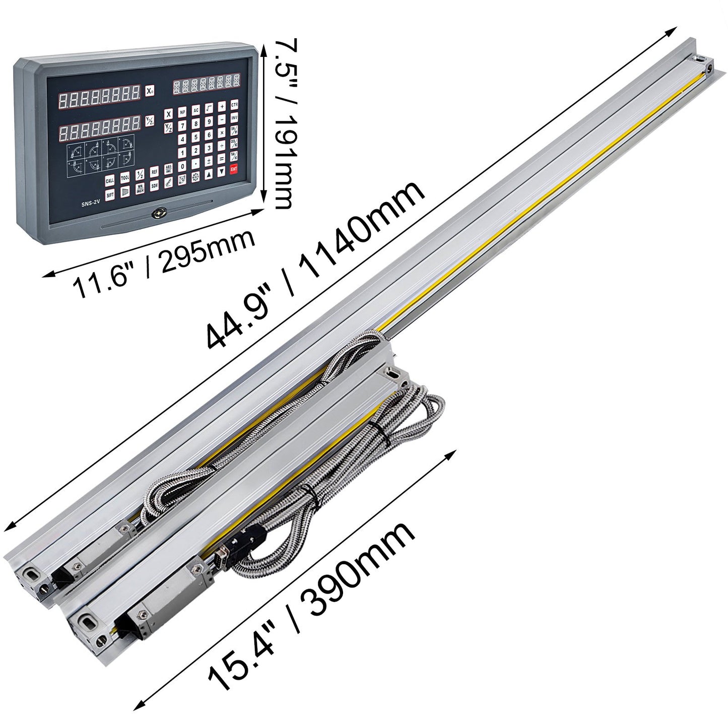 2 Axis Digital Readout DRO Display 1000mm and 250mm Travel Length Precision Linear Scale Axis Digital Readout