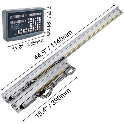 2 Axis Digital Readout DRO Display 1000mm and 250mm Travel Length Precision Linear Scale Axis Digital Readout