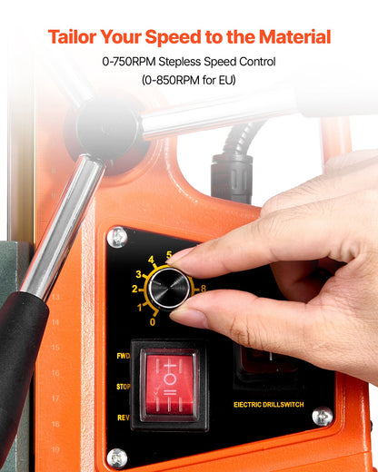Magnetisk borrpress, 1400 W, 50 mm borrdiameter, 0-850 varv/min hastighet, reversibel riktning, magnetisk borrpress för metallytor, elektrisk borrmaskin för industri och heminredning