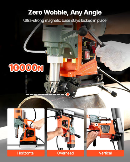 Magnetisk borrpress, 1400 W, 50 mm borrdiameter, 0-850 varv/min hastighet, reversibel riktning, magnetisk borrpress för metallytor, elektrisk borrmaskin för industri och heminredning