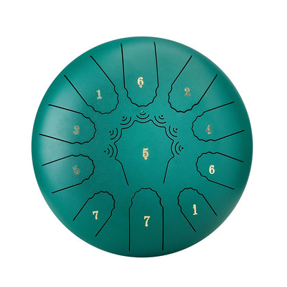 Steel Tongue Drum, 25.4cm 11 Notes Rain Drum for Outside Garden, C Major Musical Drums with Music Book & Mallets, Percussion Instrument for Meditation Yoga Beginner Musical Education, Green