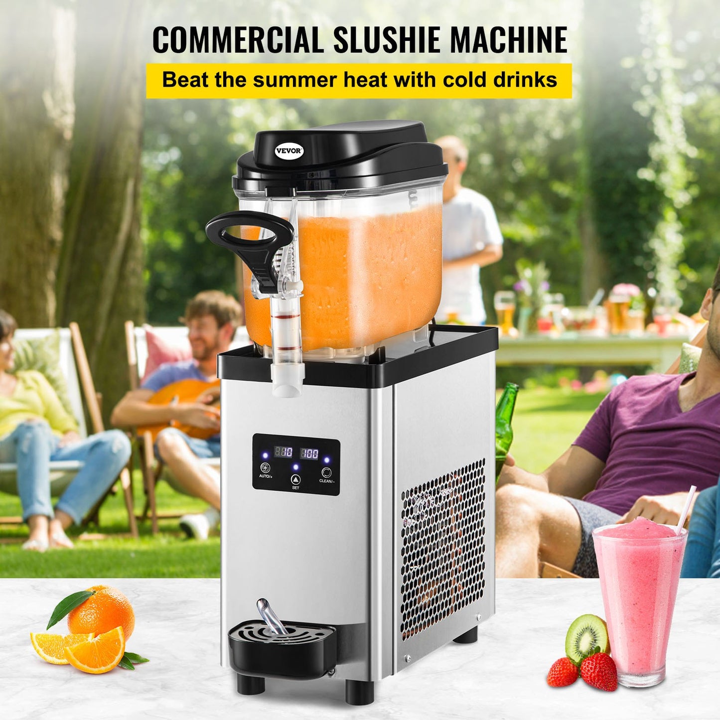 Commercial Slushy Machine, 6L/1.6 Gallons 25 Cups Single-Bowl, 705W 220V, Stainless Steel Margarita Smoothie Frozen Drink Maker, Slushie Machine for Supermarkets Cafes Restaurants Bars Home Use
