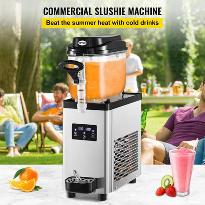 Commercial Slushy Machine, 6L/1.6 Gallons 25 Cups Single-Bowl, 705W 220V, Stainless Steel Margarita Smoothie Frozen Drink Maker, Slushie Machine for Supermarkets Cafes Restaurants Bars Home Use