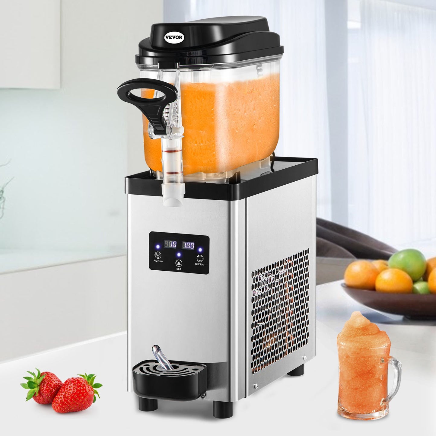 Commercial Slushy Machine, 6L/1.6 Gallons 25 Cups Single-Bowl, 705W 220V, Stainless Steel Margarita Smoothie Frozen Drink Maker, Slushie Machine for Supermarkets Cafes Restaurants Bars Home Use