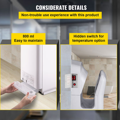 Jet Hand Dryer, Premium Electric Commercial Blade Hand Dryer, ABS Air Dryer Hand with HEPA Filtration Wall Mount Hand Dryer, 2000W 220V Vertical Hand Dryer, High-Speed Automatic Infrared White