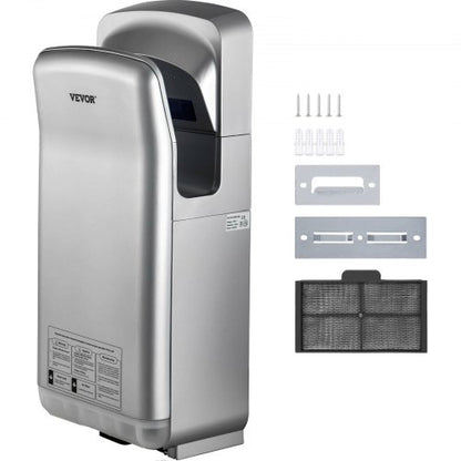 Jet Hand Dryer, Premium Electric Commercial Blade Hand Dryer, ABS Air Dryer Hand with HEPA Filtration Wall Mount Hand Dryer, 2000W 220V Vertical Hand Dryer, High-Speed Automatic Infrared Silver
