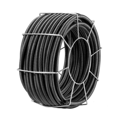 Drain Cleaning Cable 100 FT x 3/4 Inch, Solid Core Steel Drain Cleaner Cable with 4 Cutters for 3.9" to 7.9" Pipes, Professional Inner Core Sewer Drain Auger Cable for Sink, Floor Drain, Toilet