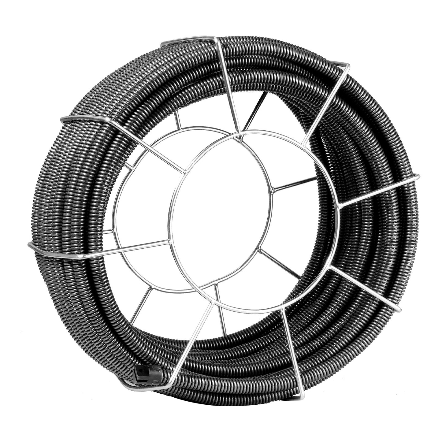 Drain Cleaning Cable 100 FT x 3/4 Inch, Solid Core Steel Drain Cleaner Cable with 4 Cutters for 3.9" to 7.9" Pipes, Professional Inner Core Sewer Drain Auger Cable for Sink, Floor Drain, Toilet
