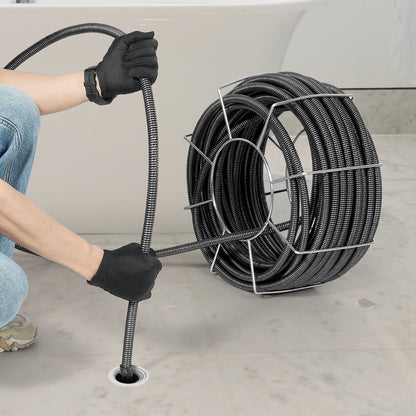 Drain Cleaning Cable 100 FT x 3/4 Inch, Solid Core Steel Drain Cleaner Cable with 4 Cutters for 3.9" to 7.9" Pipes, Professional Inner Core Sewer Drain Auger Cable for Sink, Floor Drain, Toilet