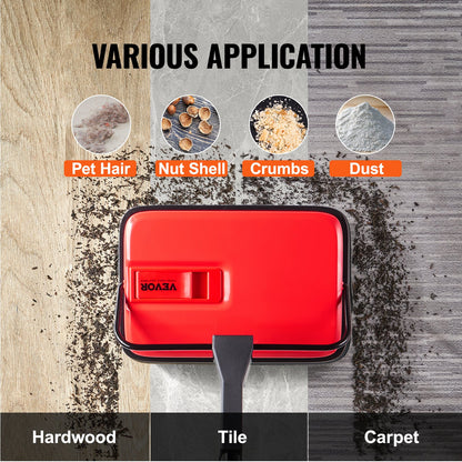Carpet Sweeper Manual, Floor Sweeper with 300 ml Dustbin Capacity Easy to Empty, 17 cm Cleaning Width for Home Office Carpets Pet Hair Dust, Red