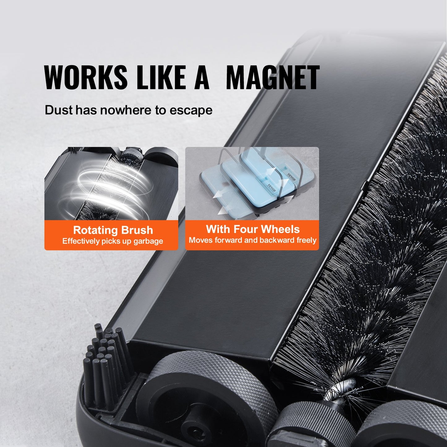 Carpet Sweeper Manual, Floor Sweeper with 300 ml Dustbin Capacity Easy to Empty, 17 cm Cleaning Width for Home Office Carpets Pet Hair Dust, Blue