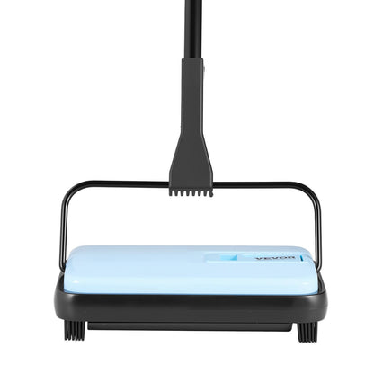 Carpet Sweeper Manual, Floor Sweeper with 300 ml Dustbin Capacity Easy to Empty, 17 cm Cleaning Width for Home Office Carpets Pet Hair Dust, Blue