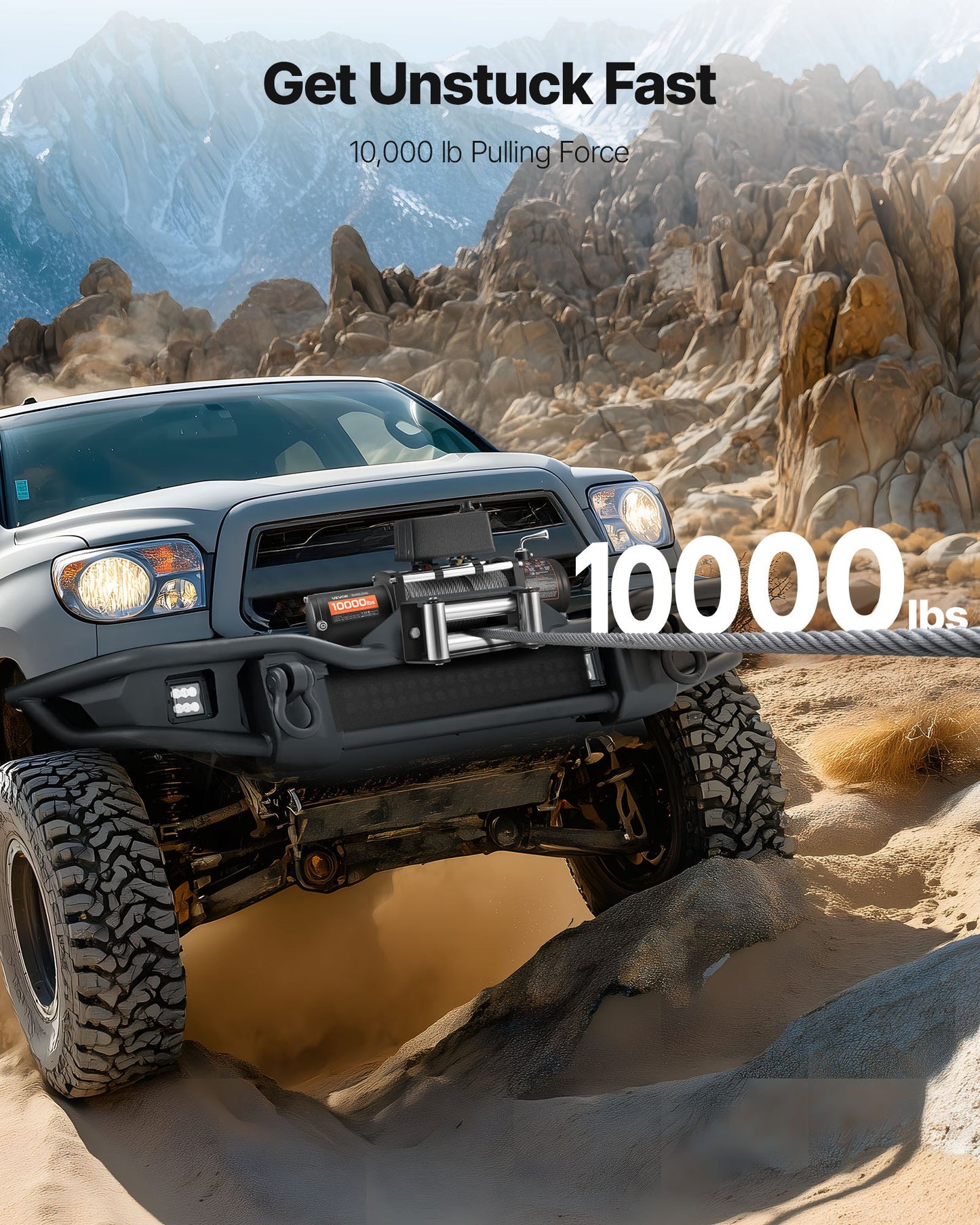 Electric Winch, 4500 kg Load Capacity, 12V DC Truck Winch with Φ8.3 mm x 19.8 m Steel Rope, Wireless & Wired Remote Control, IP55 Waterproof for Towing SUV Jeep Trailer Boat Off-Road Vehicle