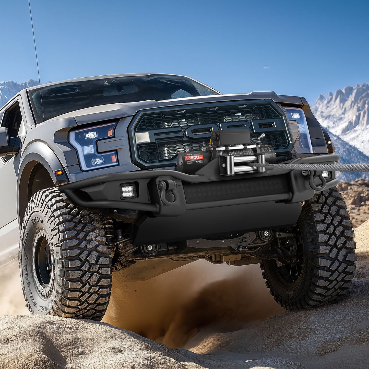 Elektrisk vinsch, 6100 kg lastkapacitet, 12V DC lastbilsvinsch med Φ9,5 mm x 24 m stålvapen, trådlös och trådbunden fjärrkontroll, IP55 vattentät för bogsering av SUV, Jeep, släpvagn, båt, terrängfordon