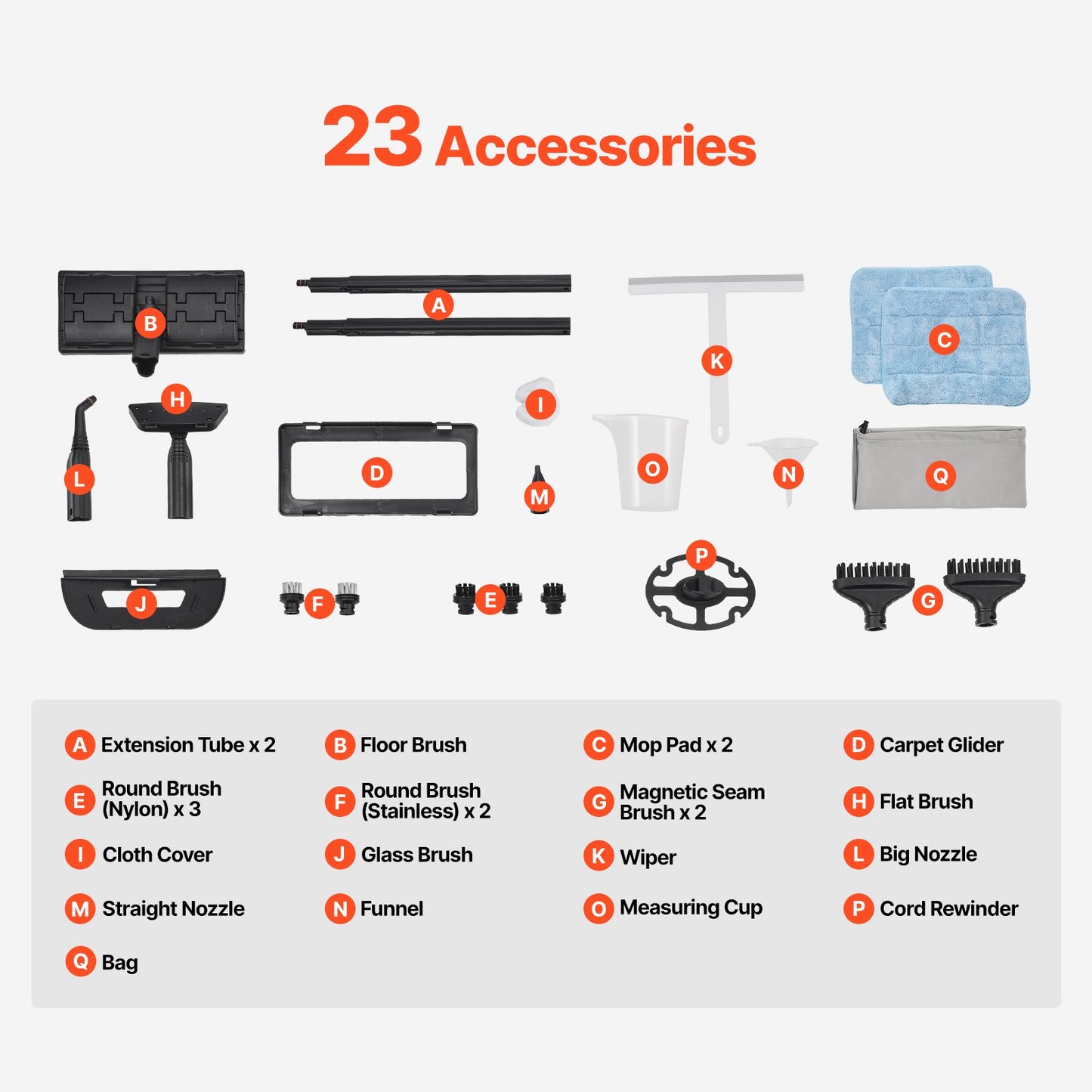 Steam Cleaner, Multipurpose Powerful Steamer with 23 Accessories, Steamer Cleaing with Extra-Long Power Cord, 88 oz Tank and Portable Handle, for Grout, Tile, Floors, Appliances, Home & Car