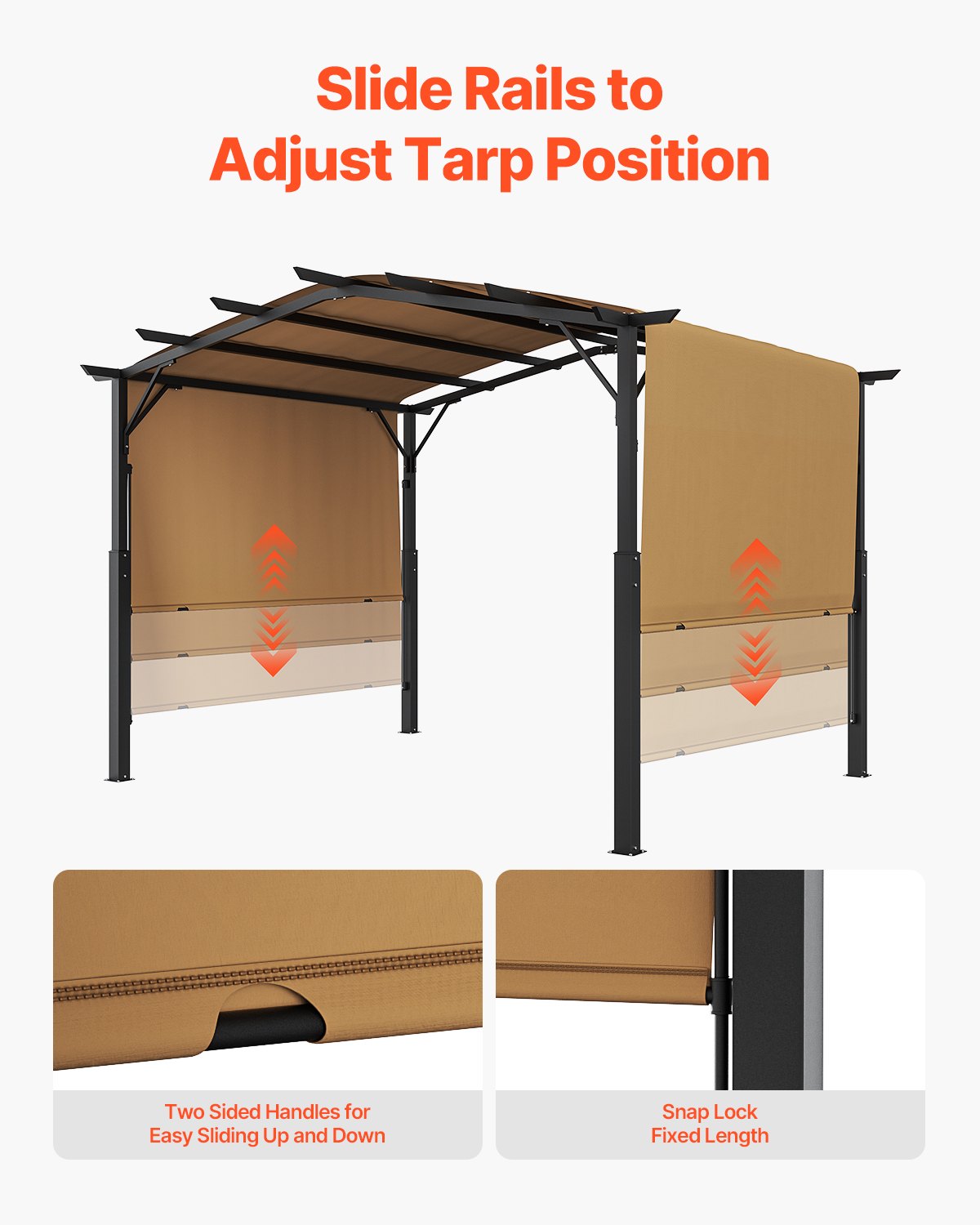 12 x 10 fot utomhuspergola, metallpergola med välvd topp, infällbar pergola med solskydd, stor uteplatspaviljong, kraftig trädgårdspergola för altan, bakgård, veranda, pool