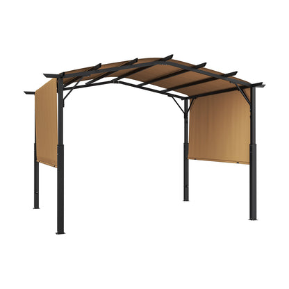 12 x 10 fot utomhuspergola, metallpergola med välvd topp, infällbar pergola med solskydd, stor uteplatspaviljong, kraftig trädgårdspergola för altan, bakgård, veranda, pool