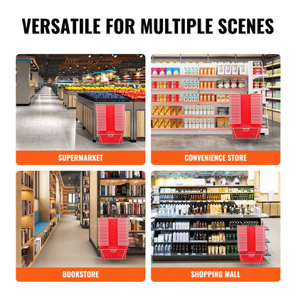 Kundkorgar, set om 20, 21 liters hållbara plastmatkorgar med handtag och stativ, 16,5 x 11,8 x 8,27 tum, bärbar varukorg, bulk, används för butik, stormarknad, matinköp, röd