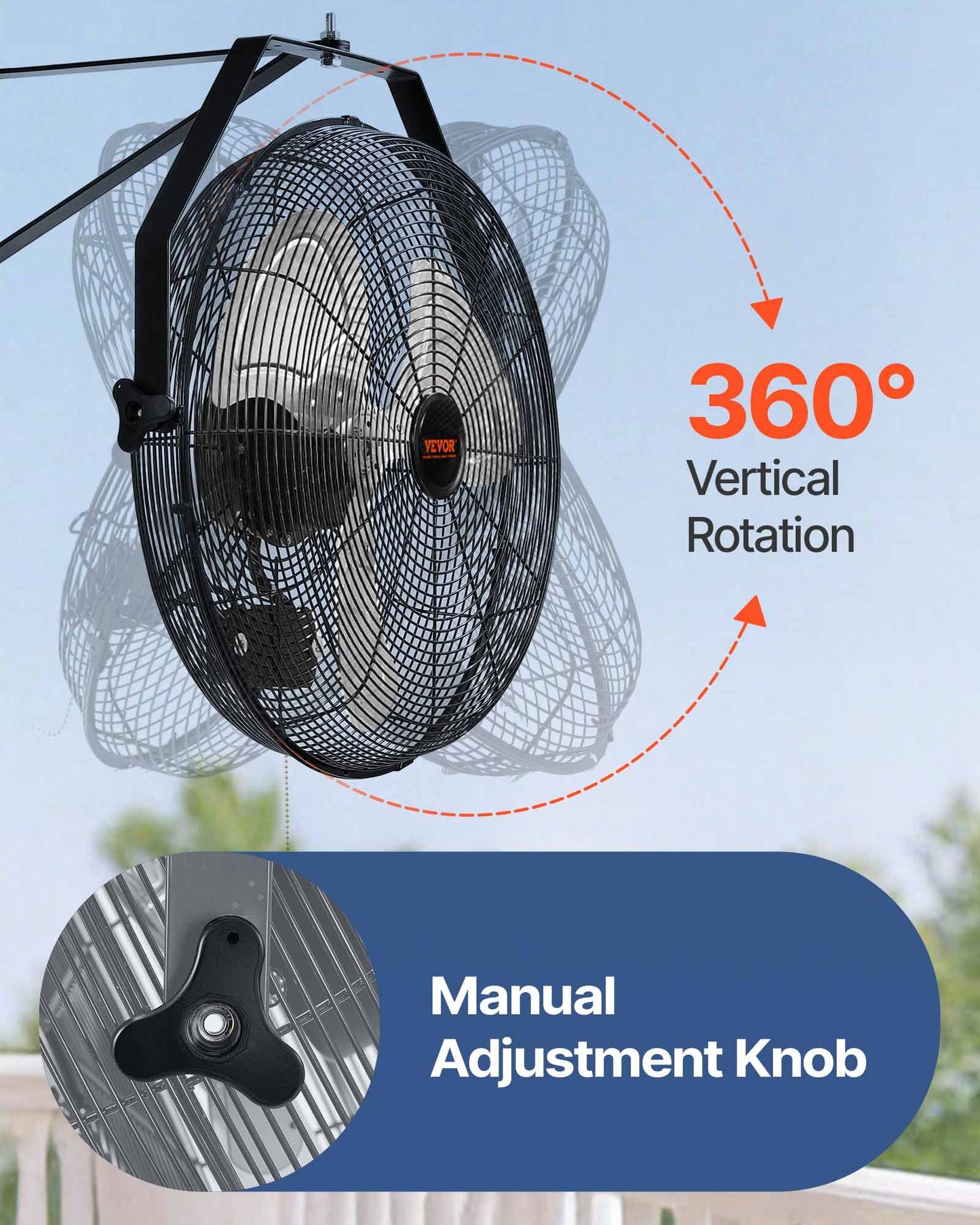 Wall Fan, 57cm Waterproof Wall Fan, 3 Speeds, 4150 CFM, Commercial Residential Fan for Cooling Warehouse, Greenhouse, Workshop, Patio, Black