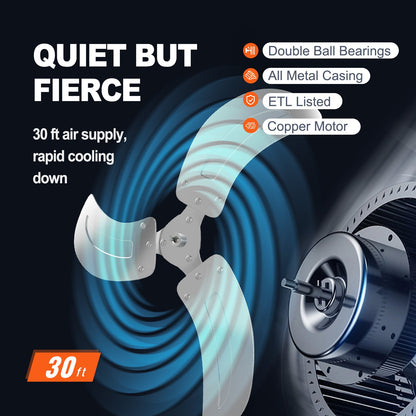 Wall Fan, 19 inch Oscillating Wall Fan, 4650 CFM, 3 Speeds, Commercial or Residential Fan for Cooling Warehouse, Greenhouse, Workshop, Patio, Basement, Black