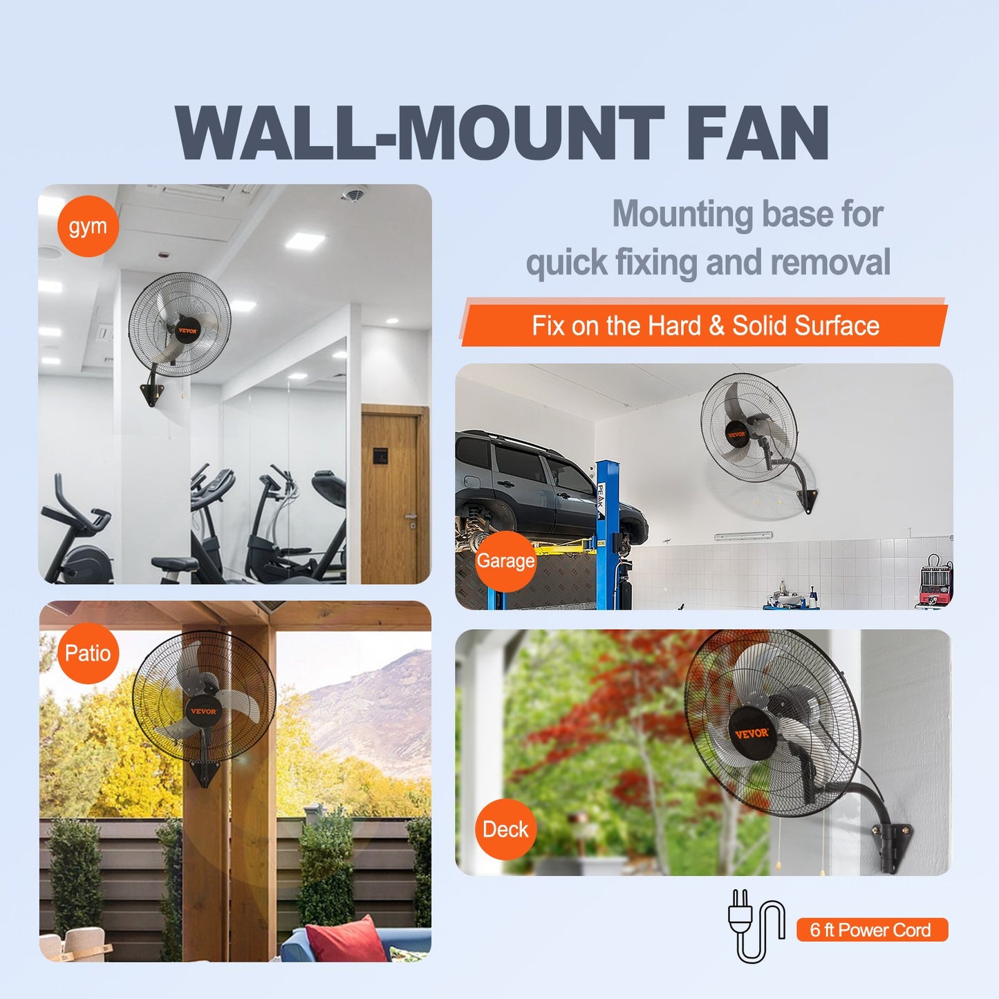 Wall Fan, 19 inch Oscillating Wall Fan, 4650 CFM, 3 Speeds, Commercial or Residential Fan for Cooling Warehouse, Greenhouse, Workshop, Patio, Basement, Black